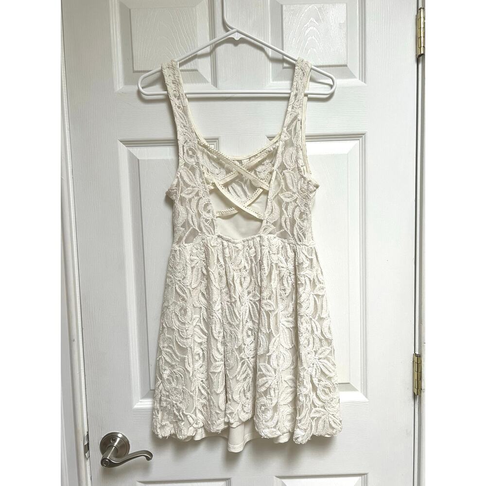 Nasty Gal White Lace Open Back Mini Dress